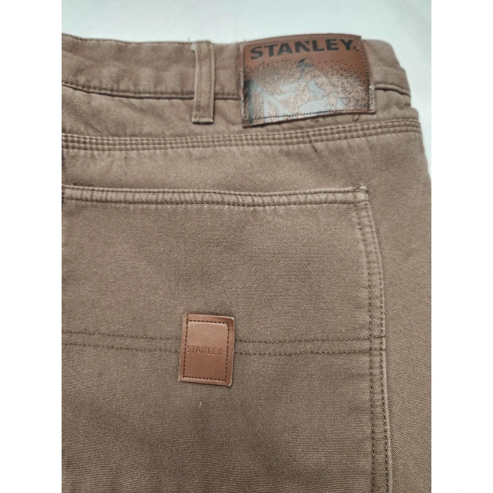 Stanley Pants Mens 34x30 Brown Fleece Lined Canvas Carpenter Insulated Workwear - Picture 12 of 13